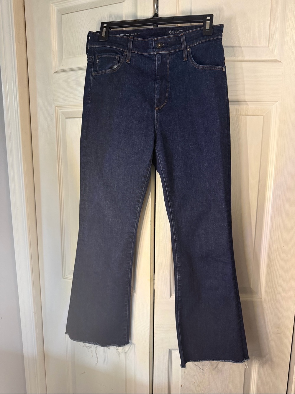AG Adriano Goldschmied Dark Blue Cropped Flare Jeans - Picture 4 of 8